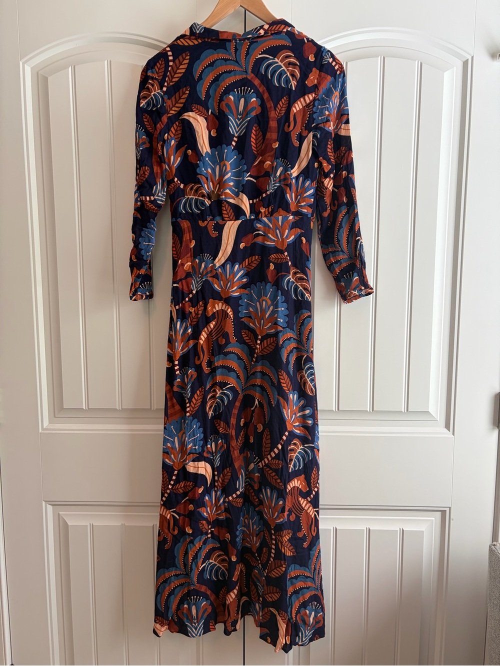 FARM RIO Blue Nature Beauty Long Sleeve Maxi Dress Women's Size XS - Picture 7 of 14